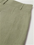De Bonne Facture - Wide-Leg Pleated Linen Trousers - Green