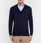 Gucci - Slim-Fit Logo-Intarsia Wool Sweater - Men - Navy