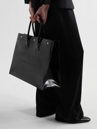 SAINT LAURENT - Rive Gauche Logo-Embossed Glossed-Leather Tote Bag