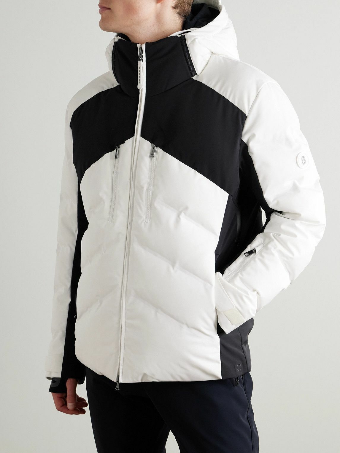 BOGNER - Jervis-D Panelled Quilted Shell Hooded Down Jacket - White
