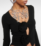 Jean Paul Gaultier Flower-appliqué cropped cardigan