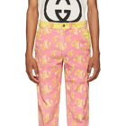 Gucci Pink and Yellow Printed Trousers