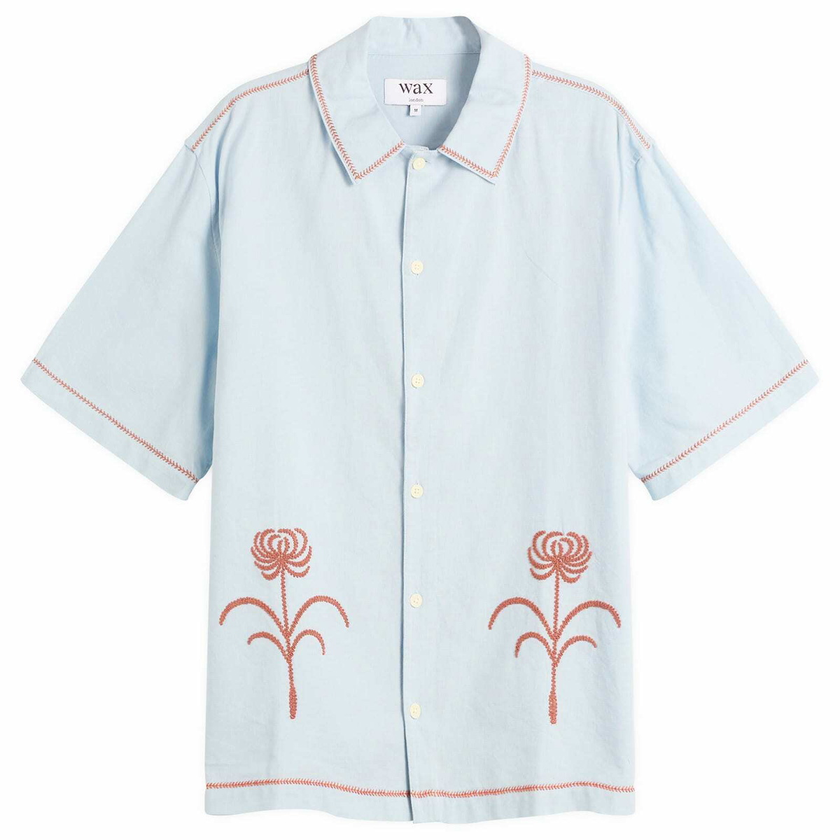 Wax London Men's Keats Dahlia Embroidery Vacation Shirt in Light Blue ...
