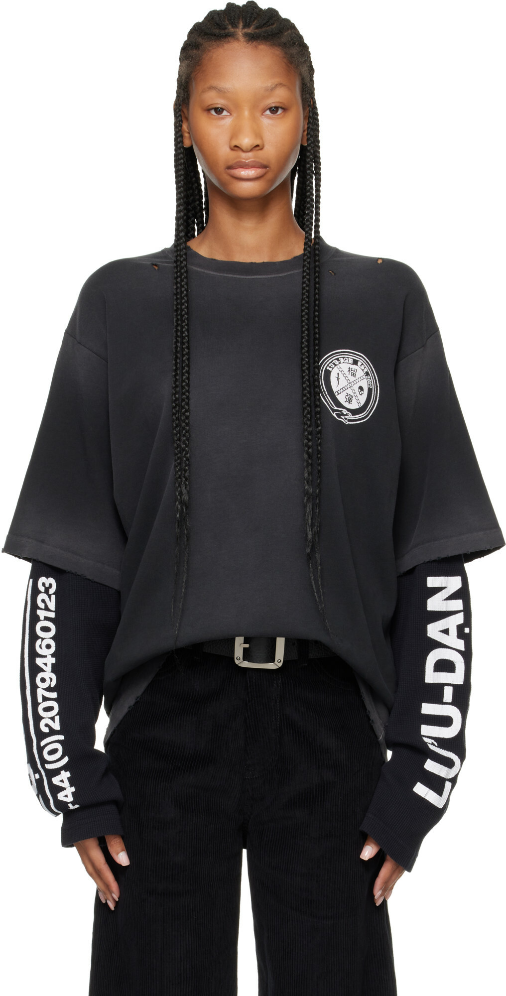 LU'U DAN Black Double Deck T-shirt