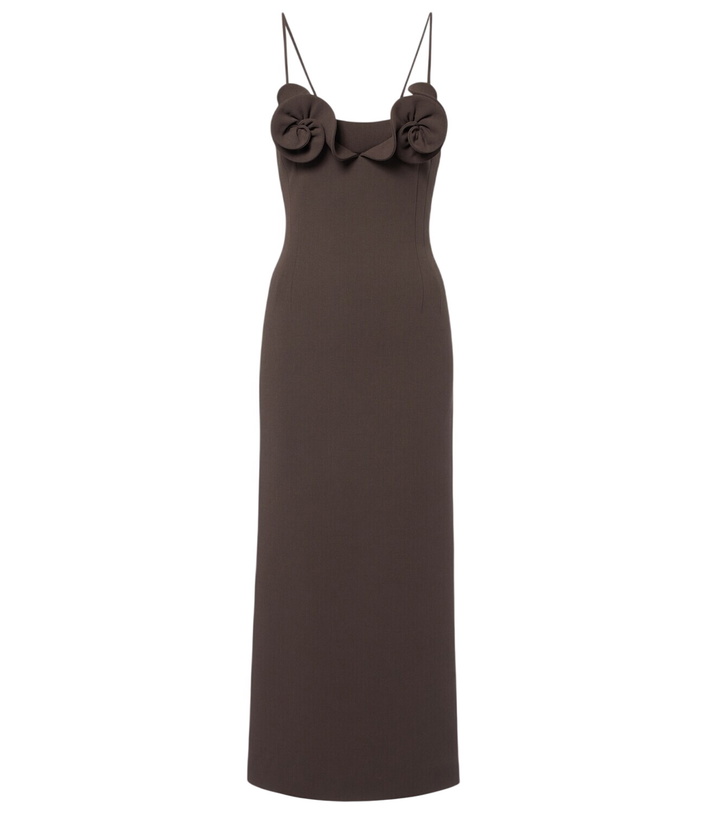 Photo: Magda Butrym Floral-appliqué wool-blend midi dress