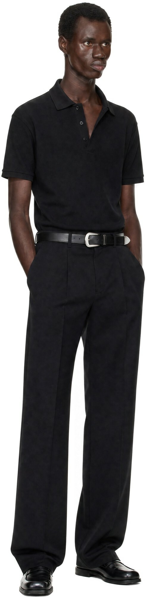 Palm Angels Black Logo Spray Regular Polo