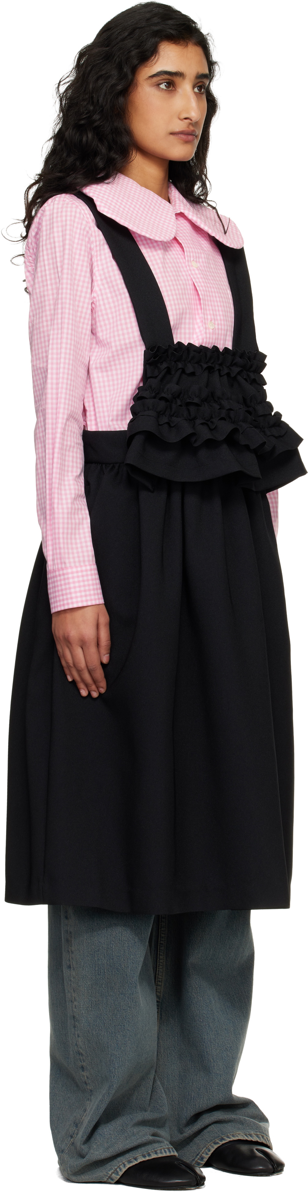 Comme des Garçons Girl Black Gabardine Midi Skirt.