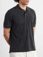 Drake's - Stone-Washed Cotton-Piqué Polo Shirt - Black