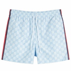 Gucci Men's GG Logo Swim Shorts in Azure