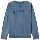 Maison Margiela Men's Distressed College Logo Crew Sweat in Blue