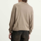 Auralee Men's Cashmere Silk Knit Skipper Polo in Khaki Brown