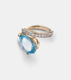 Mateo Slanted 14kt gold ring with topaz