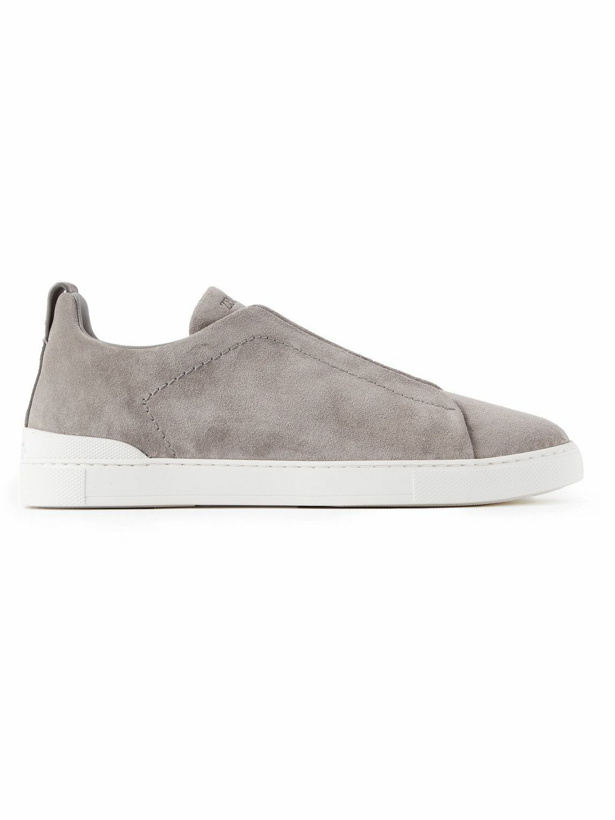 Photo: Zegna - Suede Slip-On Sneakers - Gray