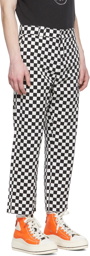 R13 Black & White Slouch Checker Trousers