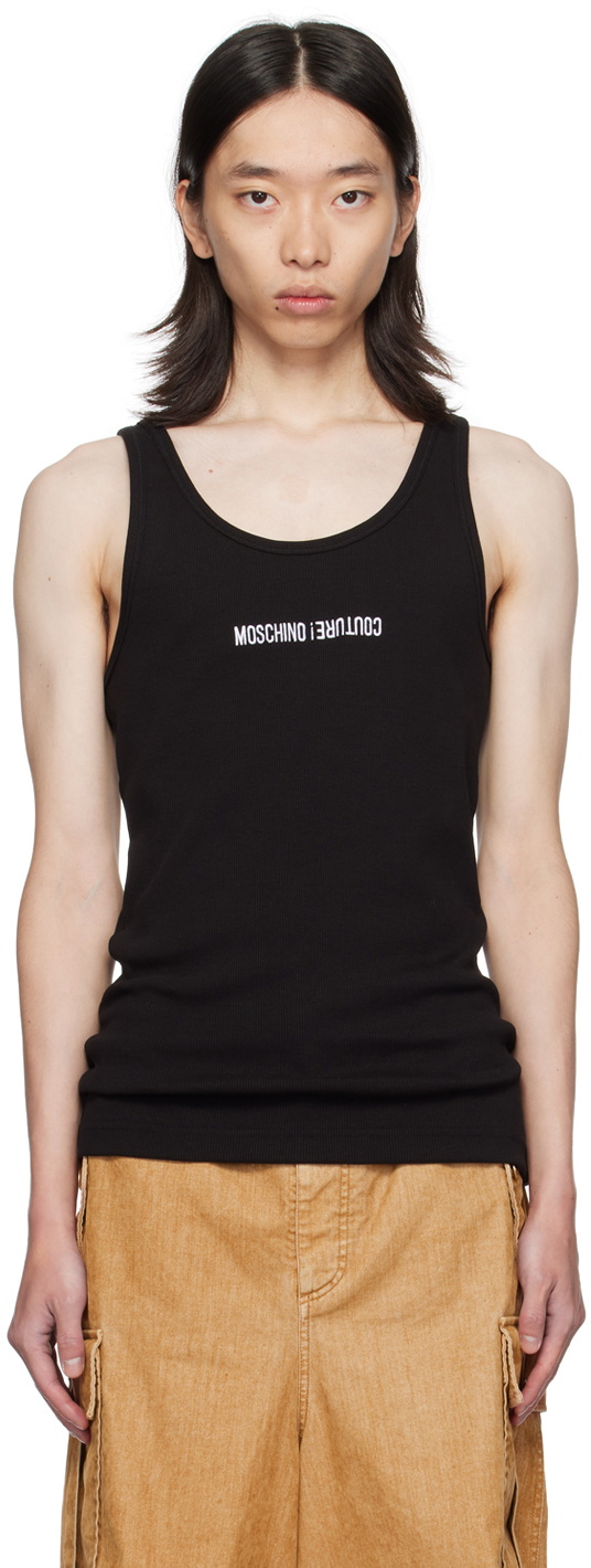 Moschino Black Upside Down Logo Tank Top