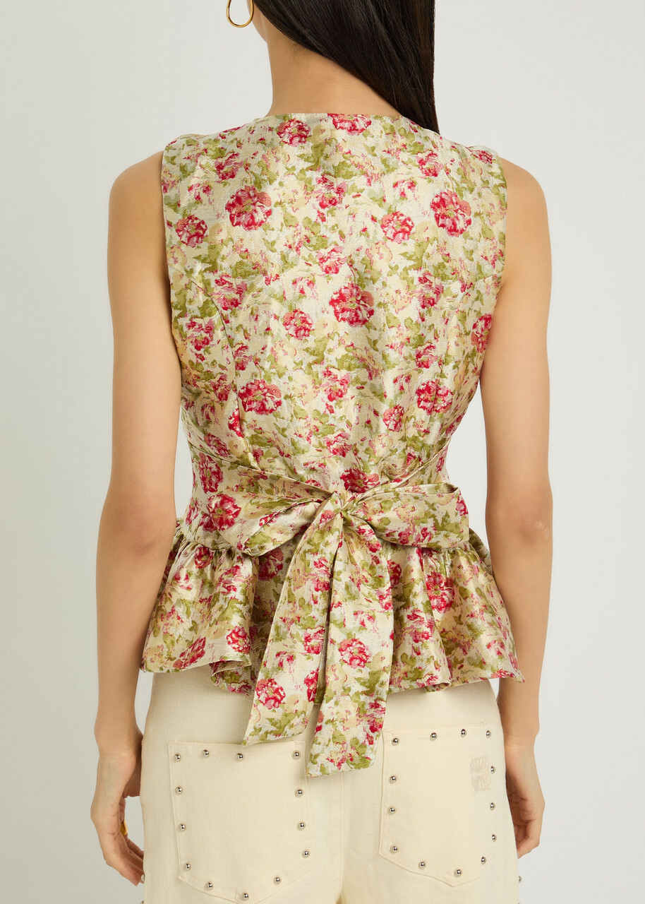 Sister Jane Forest Echo Floral-jacquard Woven top Multicoloured