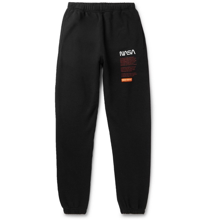 Photo: Heron Preston - NASA Printed Fleece-Back Cotton-Jersey Sweatpants - Black