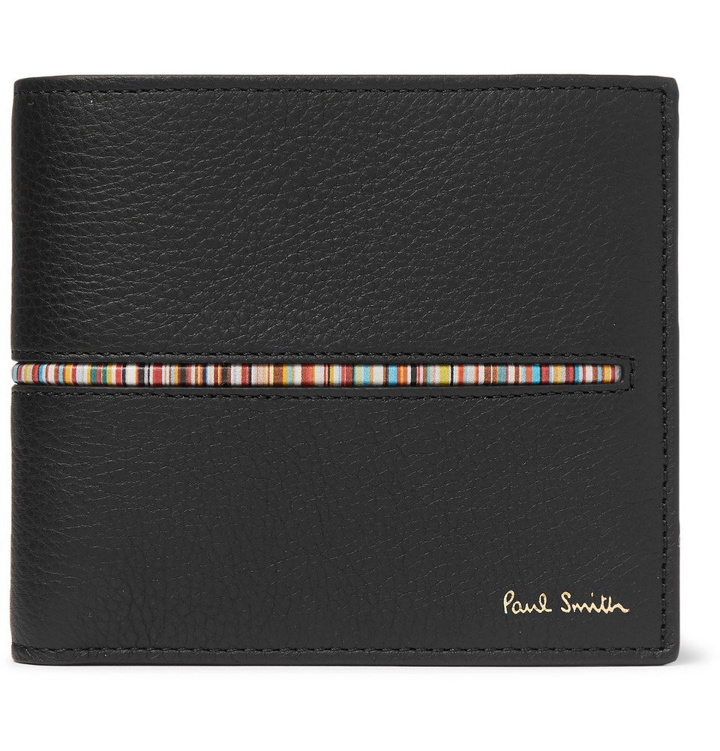 Photo: Paul Smith - Stripe-Trimmed Full-Grain Leather Billfold Wallet - Black