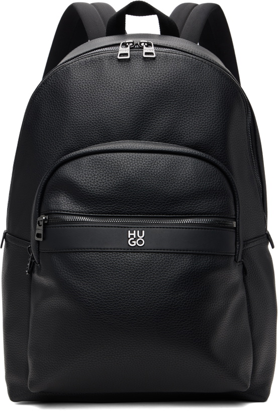 Photo: Hugo Black Grained Faux-Leather Backpack