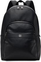 Hugo Black Grained Faux-Leather Backpack