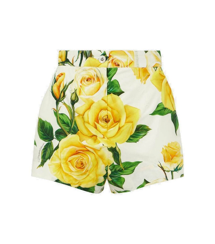 Photo: Dolce&Gabbana Floral high-rise cotton shorts