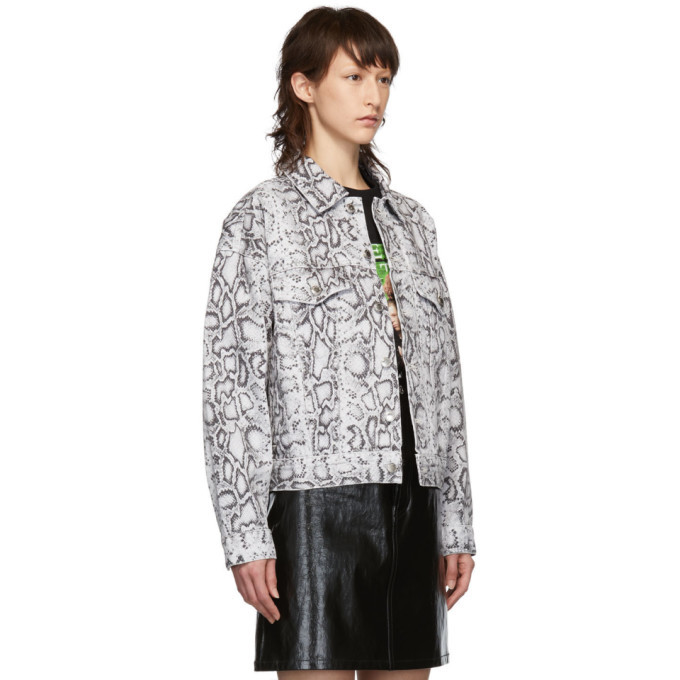 Alexander Wang Black and White Denim Python Game Jacket