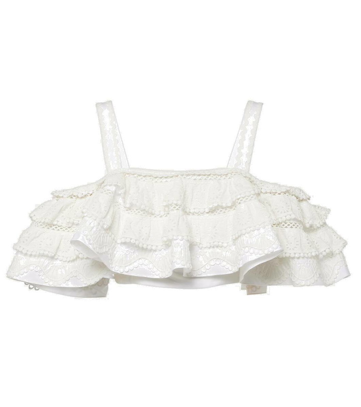 Photo: Carolina Herrera Embroidered ruffled cotton crop top