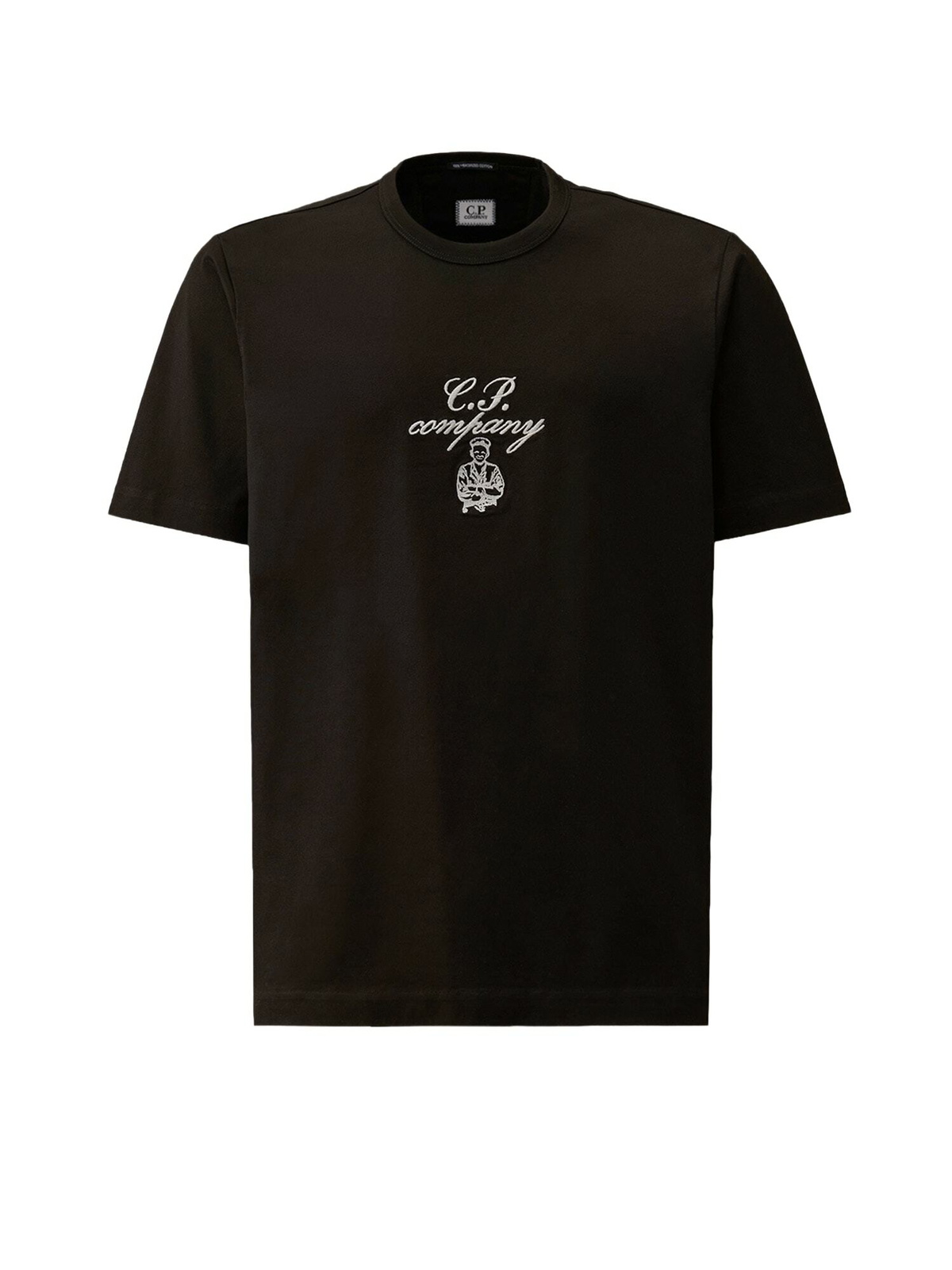 Tシャツ・カットソー C.P. COMPANY Men T-shirt Black 16CMTS087A006374G 999 C.P. Company Men's Logo T-Shirt in Black C.P. Company