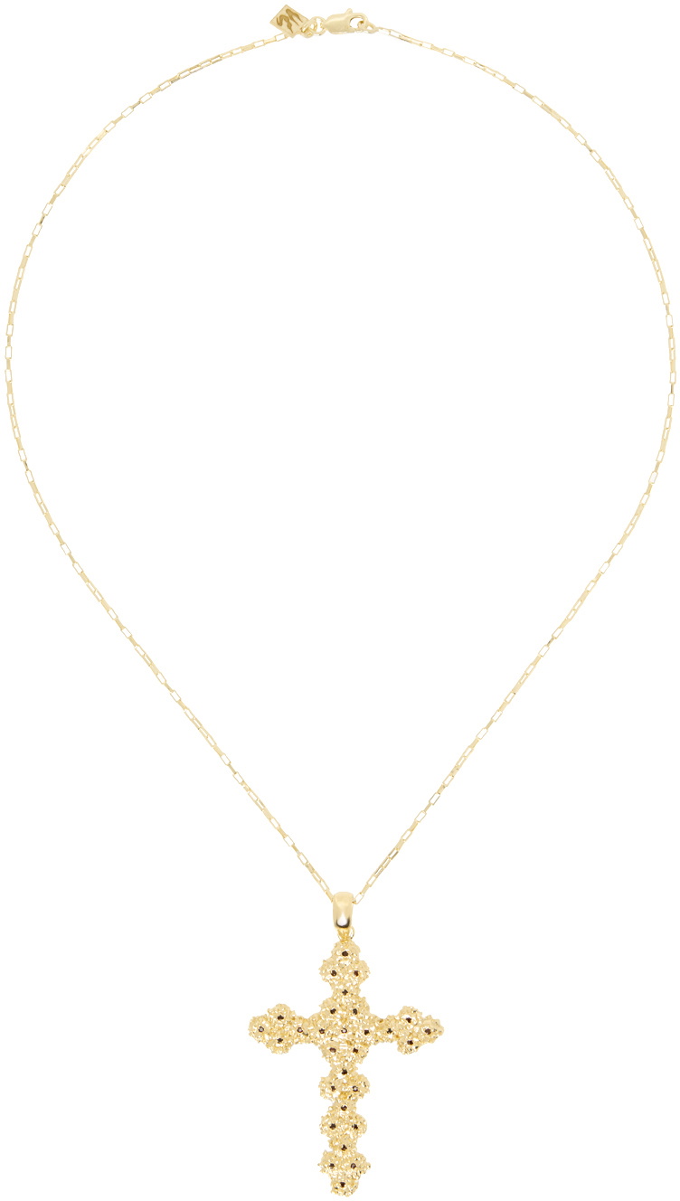 Veneda Carter Gold VC021 Ruby Cross Necklace