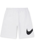 NIKE - Logo-Print Fleece-Back Cotton-Blend Jersey Shorts - White
