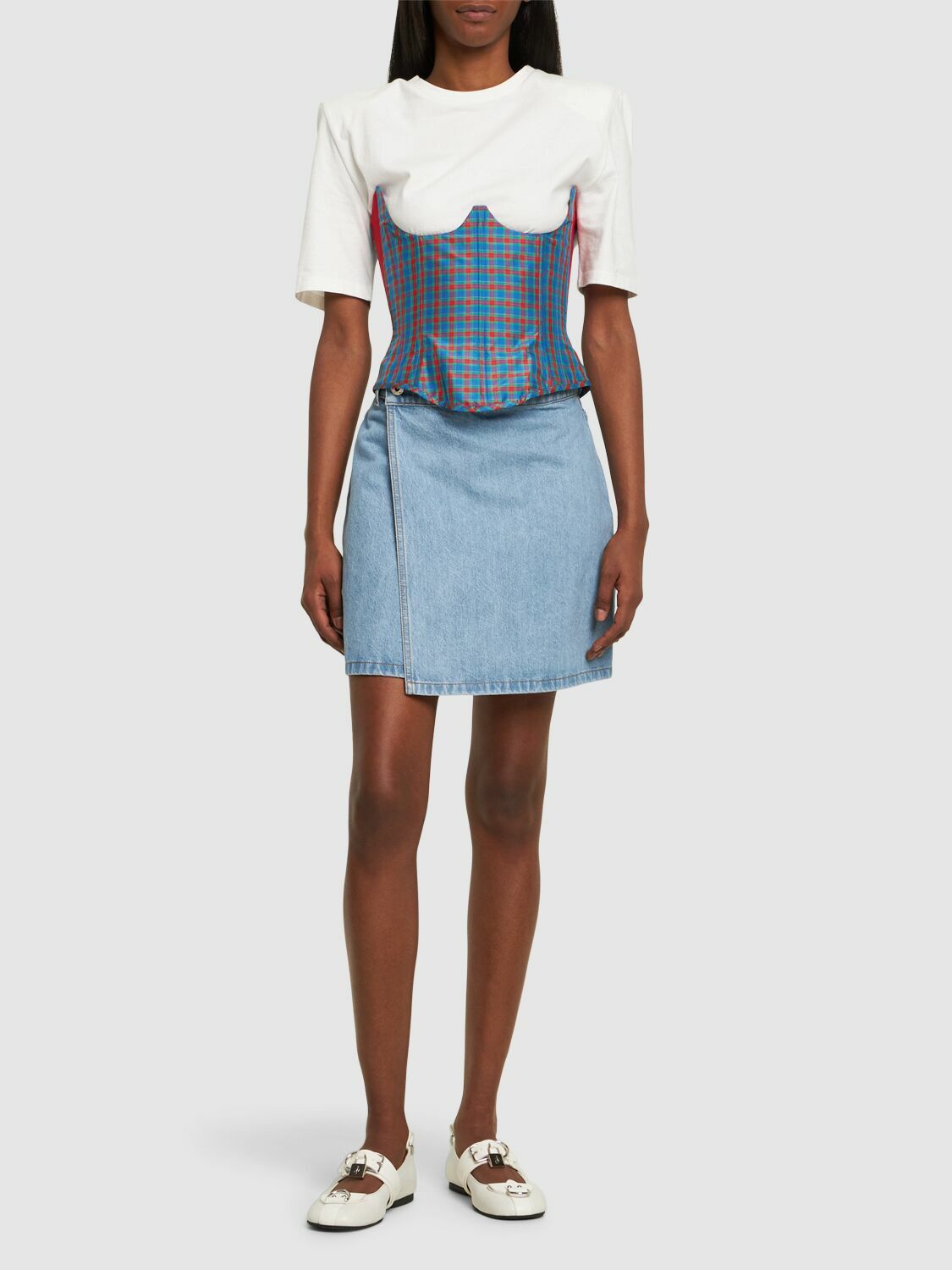 VIVIENNE WESTWOOD - Bella Checked Taffeta Strapless Corset
