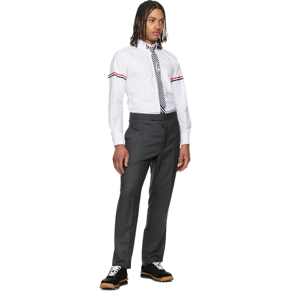 Thom Browne White Oxford RWB Armband Shirt