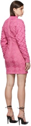 Herve Leger Pink Chunky Weave Bandage Mini Dress