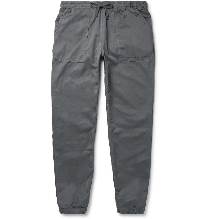 Photo: Save Khaki United - New Balance Grey Tapered Herringbone Cotton Drawstring Trousers - Gray