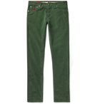 Isaia - Navy Slim-Fit Cotton-Blend Corduroy Trousers - Green