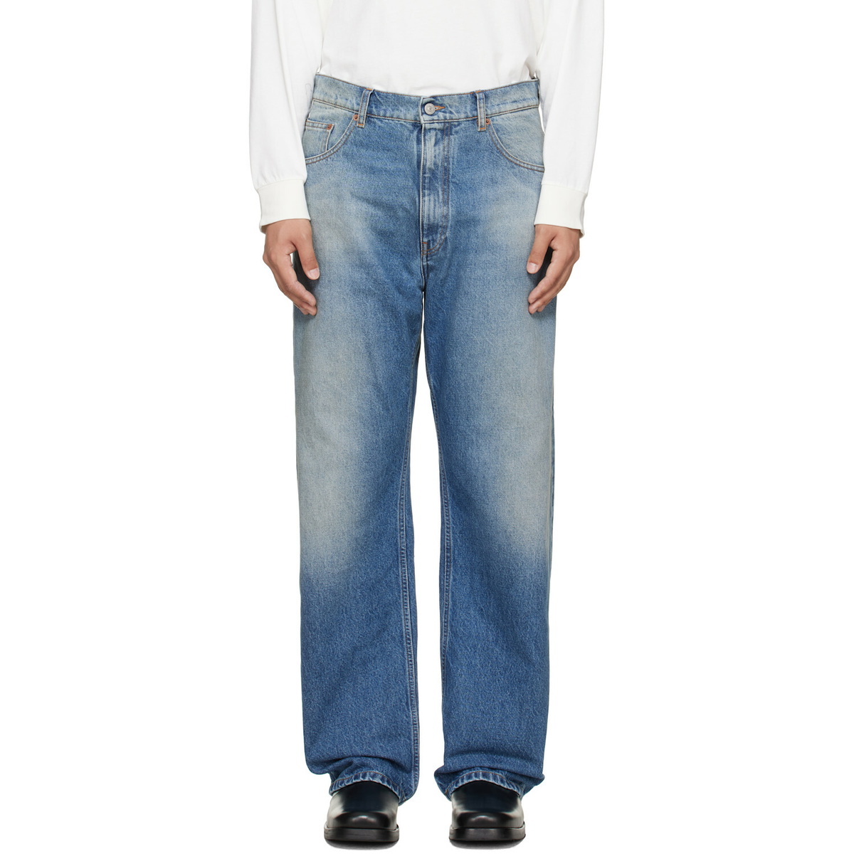 MM6 Maison Margiela Blue Straight-Leg Jeans