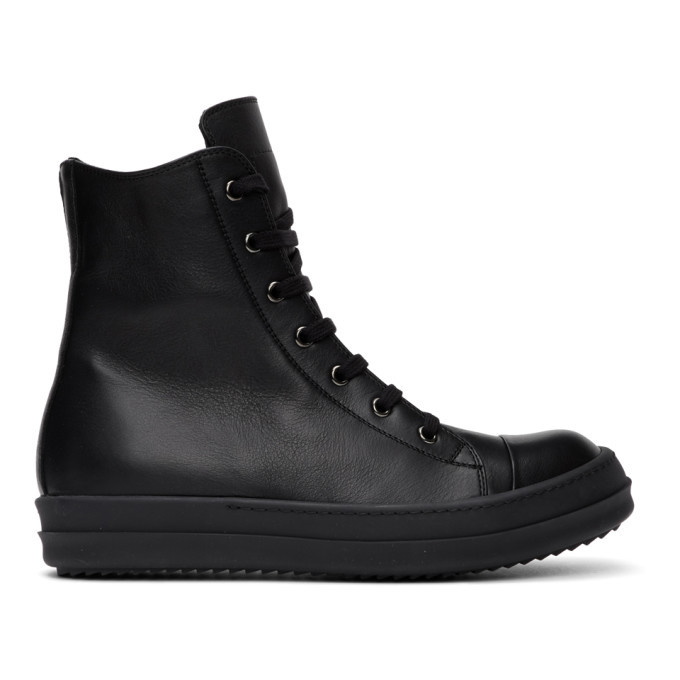 Photo: Rick Owens Black Capped High-Top Sneakers