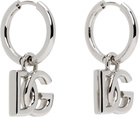 Dolce&Gabbana Silver 'DG' Logo Pendant Hoop Earrings