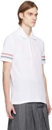 Thom Browne White RWB Stripe Polo