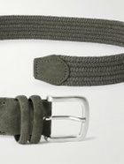 Mr P. - 3.5cm Suede-Trimmed Woven Belt - Green