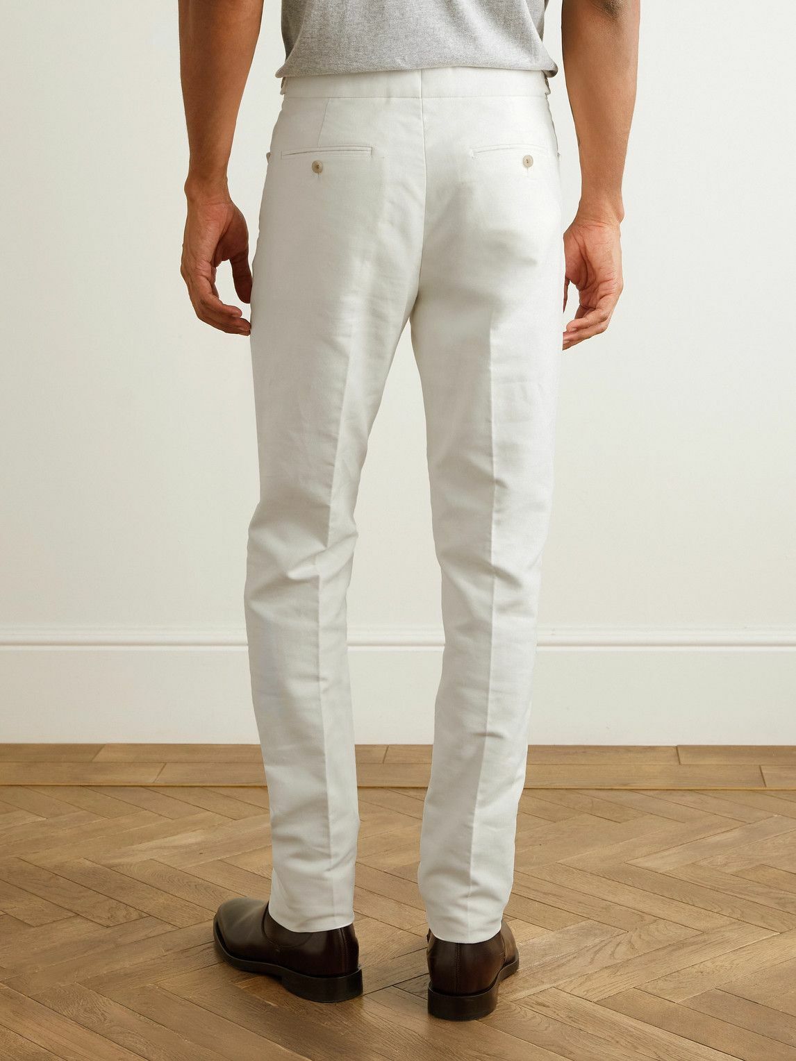 Ralph Lauren Purple label - Slim-Leg Cotton-Moleskin Trousers - Neutrals