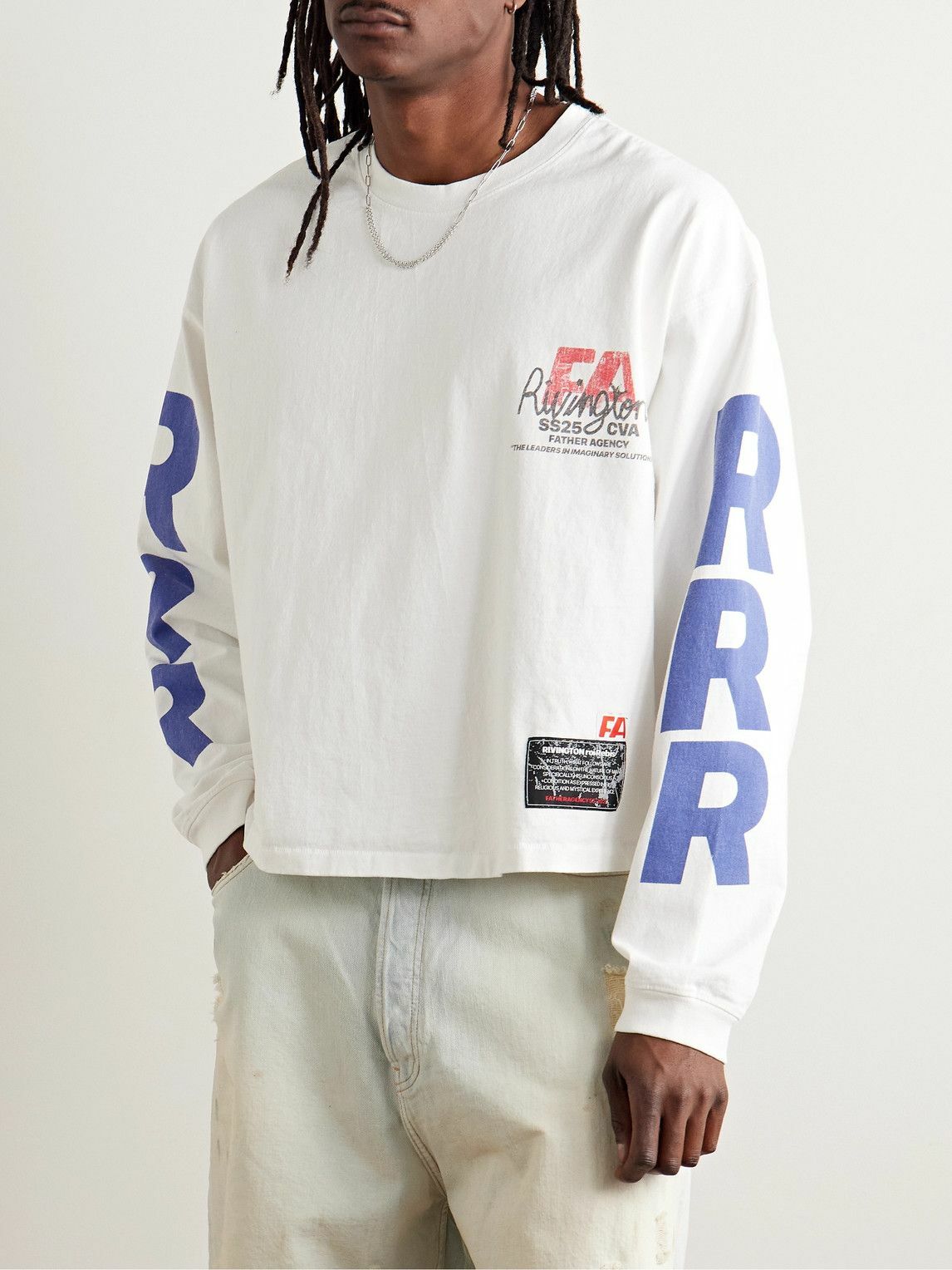 RRR123 - FA.CO Cropped Logo-Print Cotton-Jersey T-Shirt