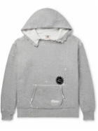 SAINT Mxxxxxx - Logo-Appliquèd Distressed Cotton-Jersey Hoodie - Gray