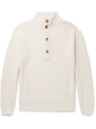 BRUNELLO CUCINELLI - Ribbed Cashmere Half-Placket Sweater - Neutrals