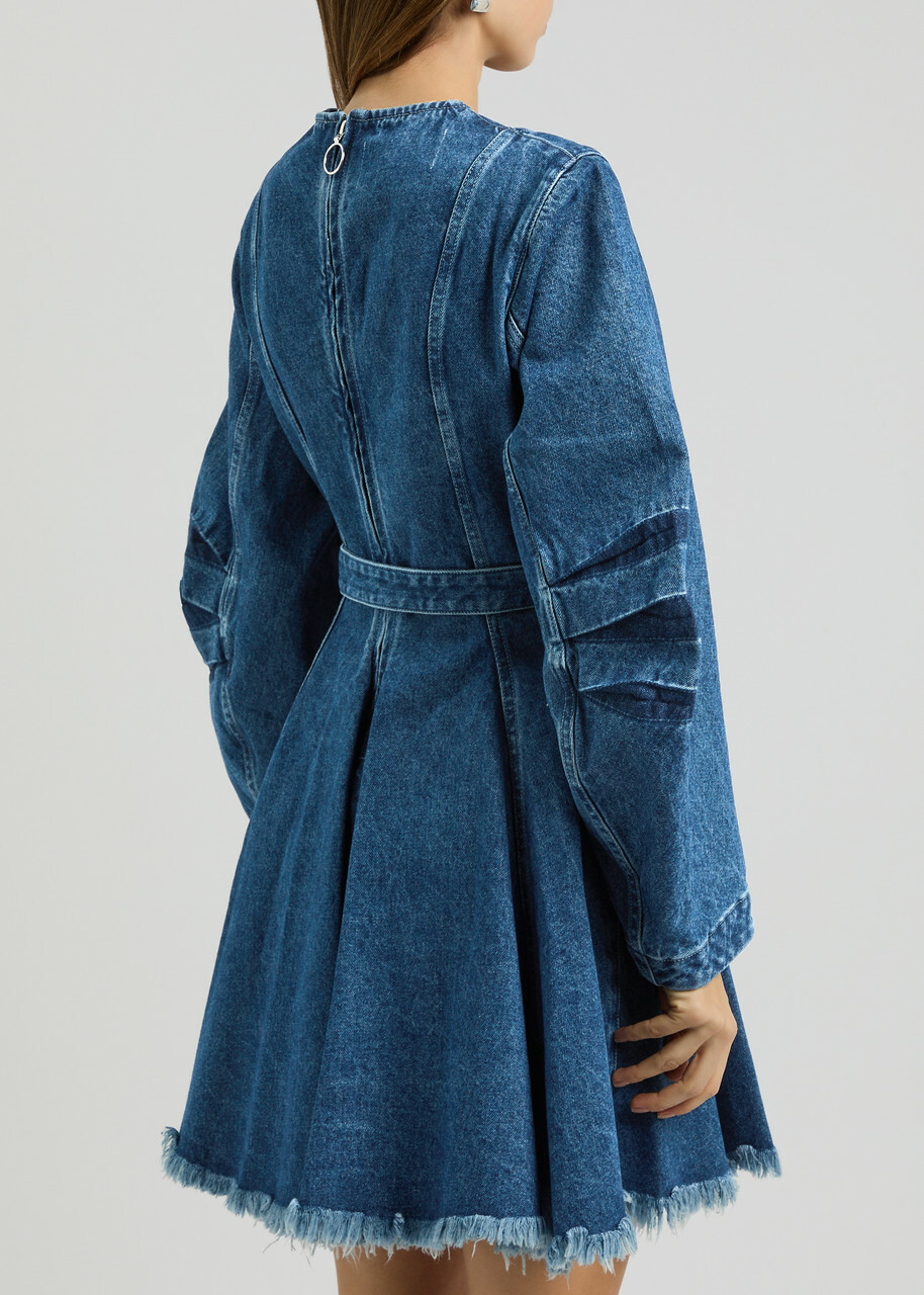Marques' Almeida Panelled Belted Denim Mini Dress Blue