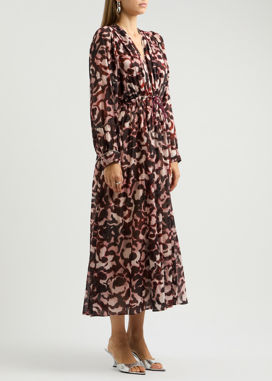 Forte_forte Printed Cotton-blend Voile Midi Dress Multicoloured