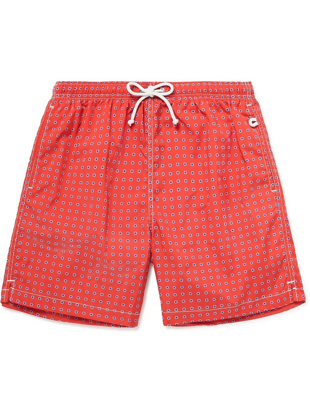 Photo: Anderson & Sheppard - Mid-Length Printed Swim Shorts - Red