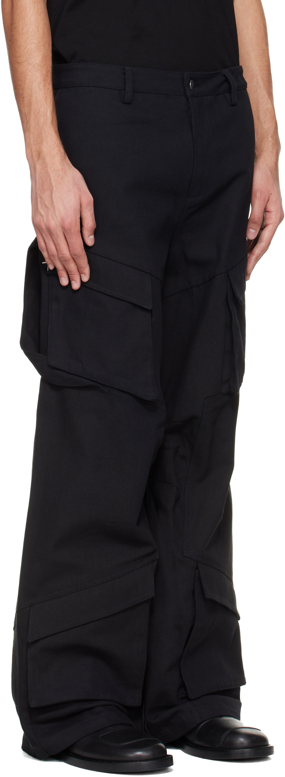 HELIOT EMIL Black Cellulae Cargo Pants