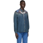 Marcelo Burlon County of Milan Blue Denim Wings Long Sleeve Shirt