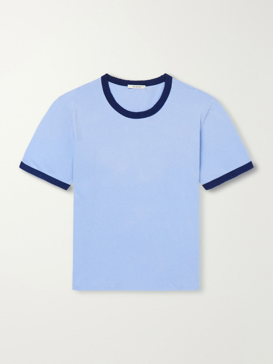 Husbands - Distressed Cotton-Jersey T-Shirt - Blue